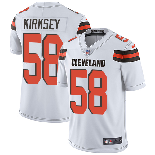 Nike Browns #58 Christian Kirksey White Men's Stitched NFL Vapor Untouchable Limited Jersey - Click Image to Close